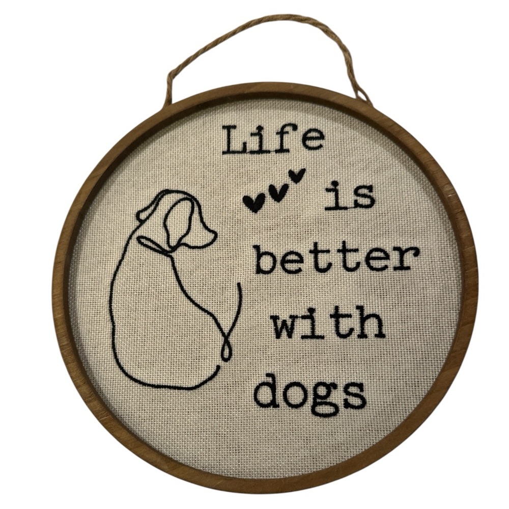 Life is Better with Dogs Round Wall Hanging Decor NWT
